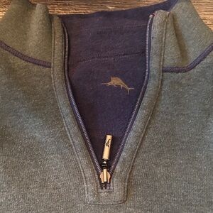 Men's Tommy Bahama Green/Gray 1/4 Zip reversible (blue) Sweater